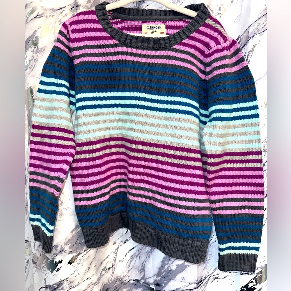 Vintage 90’s OSH KOSH Knit bright color crew neck sweater toddler size 7 girls